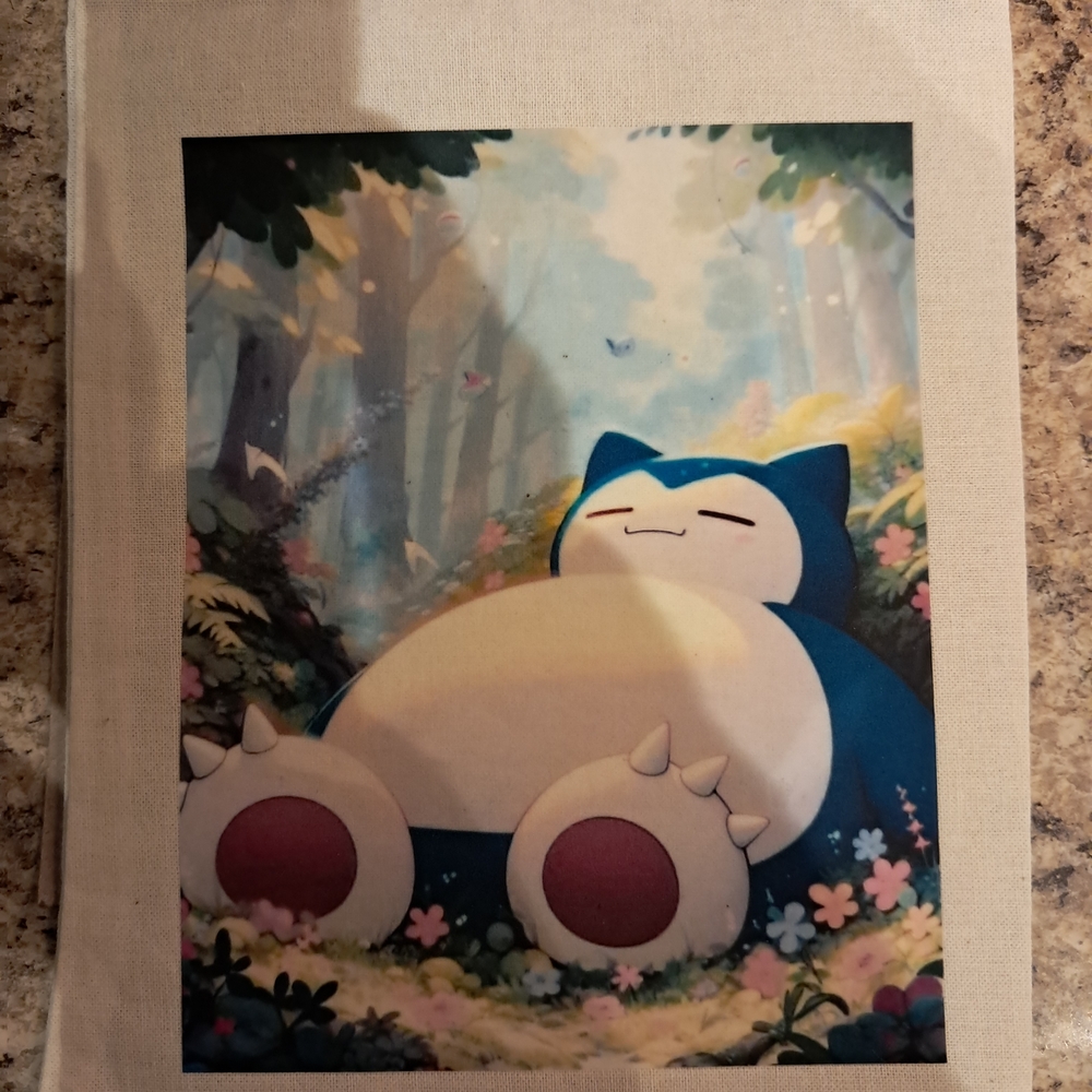 Pokemon Snorlax Art Print with Blue and White Hues